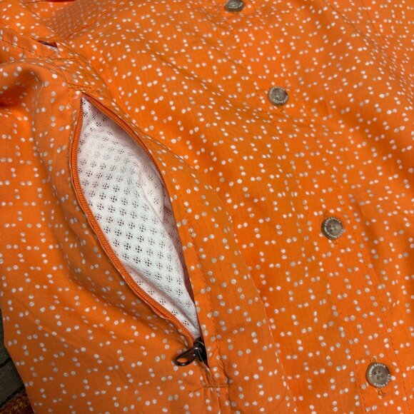 Eddie Bauer Sleeveless Button Up Blouse Womens Sz Small Orange Polka Dot Casual - Picture 9 of 10